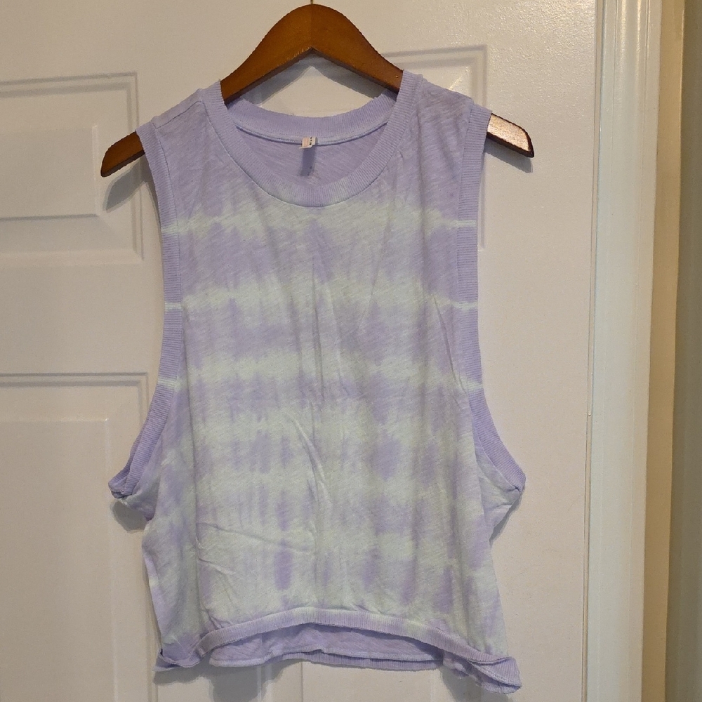 FP Movement by Free People Lavender and Green Cropped Muscle Tee